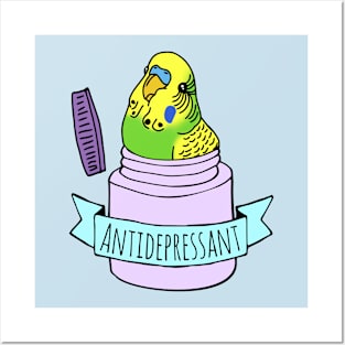 Antidepressant Green Budgie Posters and Art